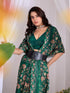 Green Monsoon Georgette Silk Party Wear Saree With Blouse - Full View | Samyak Fashion