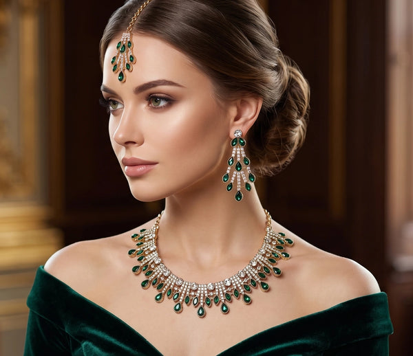 Green Necklace - Front View | Samyak Fashion