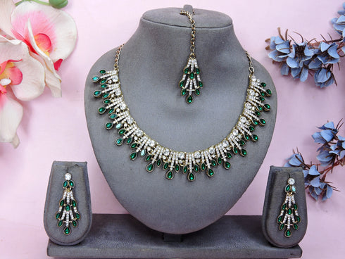 Green Necklace - Back View | Samyak Fashion