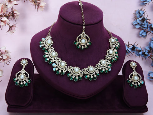 Green Necklace - Back View | Samyak Fashion