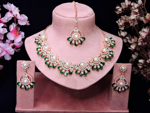 Green Necklace - Back View | Samyak Fashion