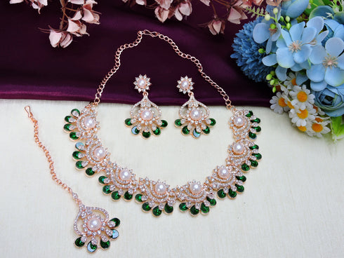 Green Necklace - Side View | Samyak Fashion