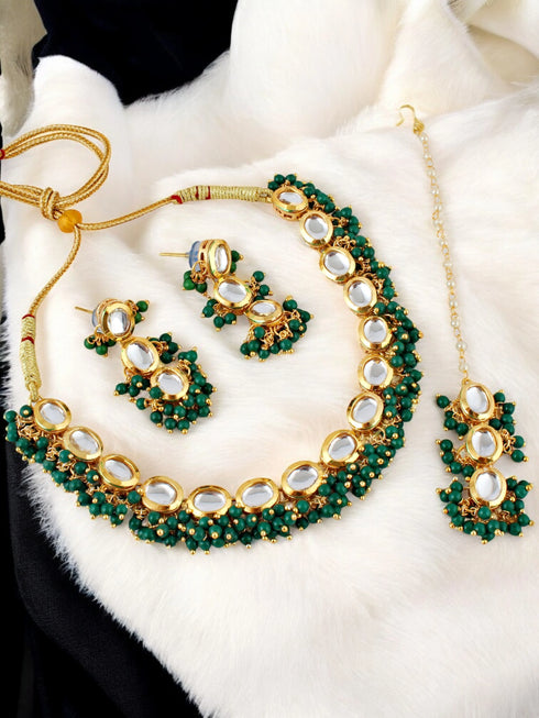 Green Necklace Set - Back View | Samyak Fashion