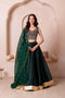 Green Organza Arty Lehenga Choli - Front View | Samyak Fashion