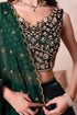 Green Organza Arty Lehenga Choli - Close-up View | Samyak Fashion