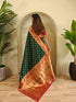 Green Paithani Silk Party Wear Saree With Blouse - Detail View | Samyak Fashion