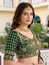 Green Rangoli Silk Lehenga Choli - Side View | Samyak Fashion