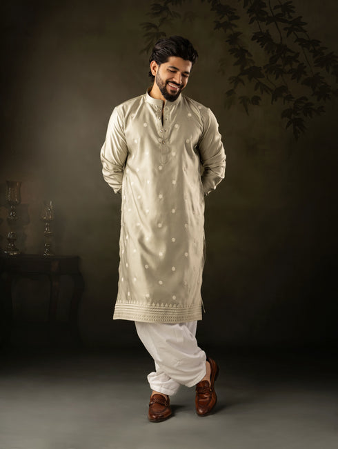 Green Rayon Mens Kurta With Payjama - Front View | Samyak Fashion