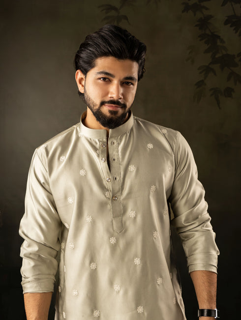 Green Rayon Mens Kurta With Payjama - Side View | Samyak Fashion
