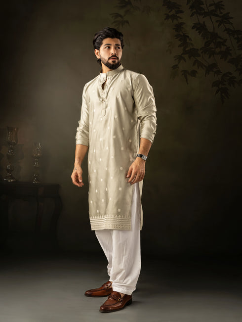 Green Rayon Mens Kurta With Payjama - Detail View | Samyak Fashion