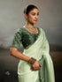 Green Satin Elegant Party Wear Saree Collection With Blouse - Full View | Samyak Fashion