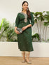 Green Silk Blend Long Kurti. - Front View | Samyak Fashion