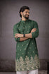 Green Silk Mens For A Festive And Kurta With Payjama - Side View | Samyak Fashion