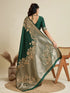 Green Soft Kanjivaram Silk Traditional Function Wear Soft Kanjivaram Silk Saree Collection With Blouse - Detail View | Samyak Fashion