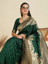 Green Soft Kanjivaram Silk Traditional Function Wear Soft Kanjivaram Silk Saree Collection With Blouse - Close-up View | Samyak Fashion