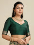 Green Soft Kanjivaram Silk Traditional Function Wear Soft Kanjivaram Silk Saree Collection With Blouse - Full View | Samyak Fashion