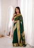 Green Soft Lilan Slub Party Wear Saree With Blouse - Side View | Samyak Fashion