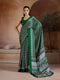 Green Soft Satin Georgette Elegant Party Wear Saree Collection With Blouse - Front View | Samyak Fashion
