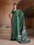 Green Soft Satin Georgette Elegant Party Wear Saree Collection With Blouse - Front View | Samyak Fashion