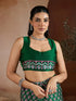 Green Soft Satin Georgette Elegant Party Wear Saree Collection With Blouse - Full View | Samyak Fashion
