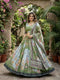 Green Tabby Silk Lehenga Choli - Front View | Samyak Fashion