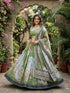 Green Tabby Silk Lehenga Choli - Front View | Samyak Fashion