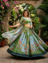 Green Tabby Silk Lehenga Choli - Detail View | Samyak Fashion