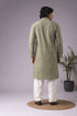 Green Viscose Mens Kurta With Payjama - Back View | Samyak Fashion