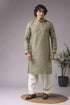 Green Viscose Mens Kurta With Payjama - Close-up View | Samyak Fashion