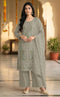 Grey Chiffon Salwar Suit - Front View | Samyak Fashion