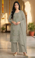 Grey Chiffon Salwar Suit - Front View | Samyak Fashion
