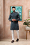 Grey Cotton Mens Kurta With Payjama - Front View | Samyak Fashion