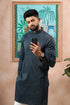 Grey Cotton Mens Kurta With Payjama - Side View | Samyak Fashion