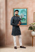 Grey Cotton Mens Kurta With Payjama - Close-up View | Samyak Fashion