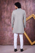 Grey Imported Lachka Fabric Mens Premium Men's Indo Western - Side View | Samyak Fashion