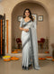 Grey Manipuri Kalam Silk Elegant Party Wear Saree Collection With Blouse - Front View | Samyak Fashion