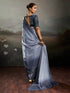 Grey Satin Elegant Party Wear Saree Collection With Blouse - Detail View | Samyak Fashion
