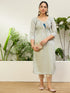 Grey Silk Blend Long Kurti. - Front View | Samyak Fashion