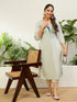 Grey Silk Blend Long Kurti. - Detail View | Samyak Fashion