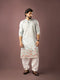 Ice Blue Linen Mens Kurta With Payjama - Front View | Samyak Fashion