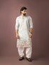Ice Blue Linen Mens Kurta With Payjama - Front View | Samyak Fashion