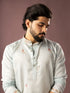 Ice Blue Linen Mens Kurta With Payjama - Side View | Samyak Fashion