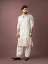 Ice Blue Linen Mens Kurta With Payjama - Detail View | Samyak Fashion