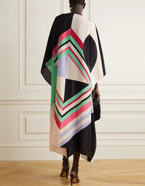 Black And Beige Fancy Chelsea Georgette Kaftan