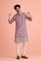 Lavendar Silk Mens For A Festive And Kurta With Payjama - Front View | Samyak Fashion