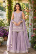 Lavender Chiffon Sharara - Front View | Samyak Fashion
