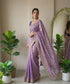 Lavender Fendy Satin Silk Party Wear Saree With Blouse - Back View | Samyak Fashion