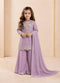 Lavender Heavy Fox Georgette Kid's Salwar Suit - Front View | Samyak Fashion
