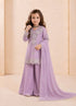 Lavender Heavy Fox Georgette Kid's Salwar Suit - Back View | Samyak Fashion