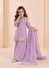 Lavender Heavy Fox Georgette Kid's Salwar Suit - Side View | Samyak Fashion
